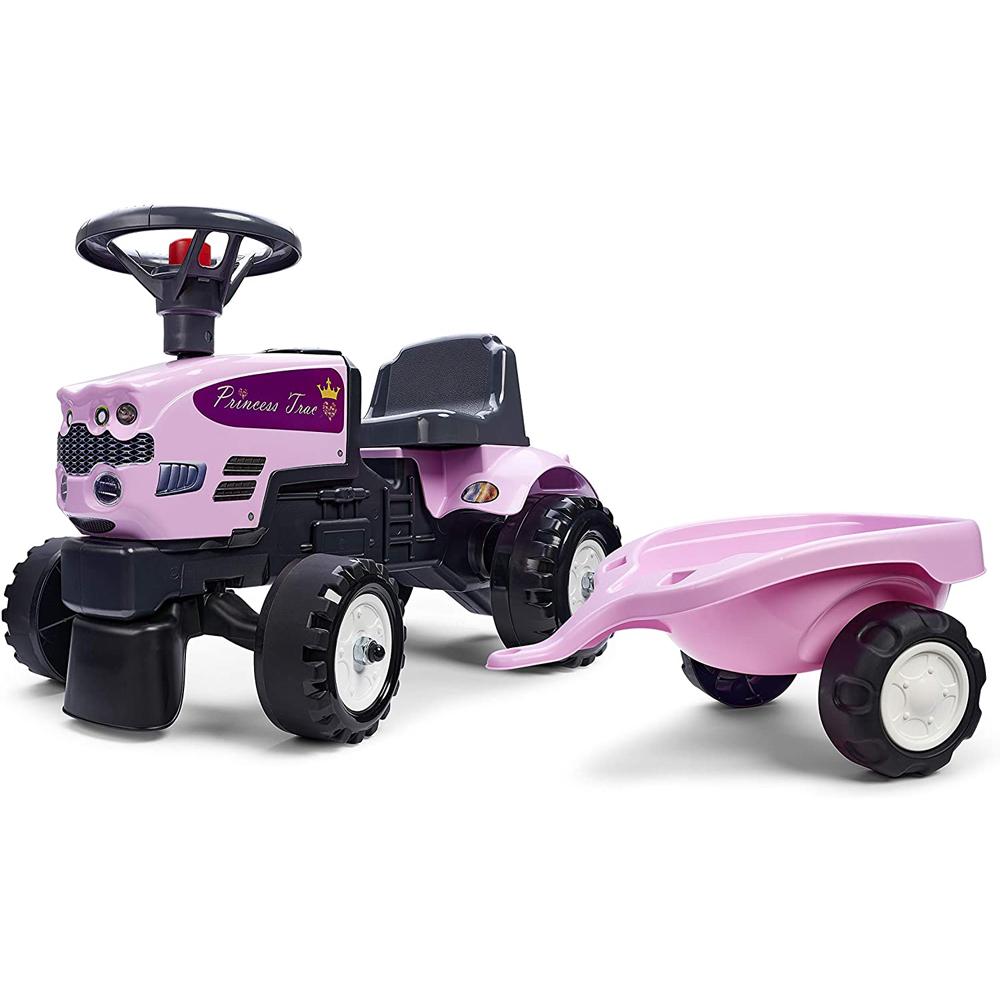 pink ride on tractor and trailer