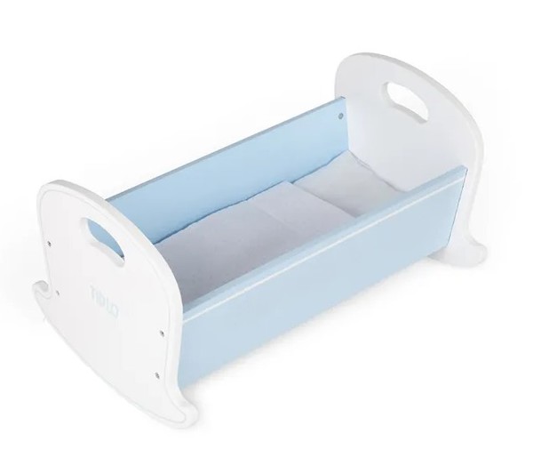 BigJigs Doll Cradle Blue Wooden 