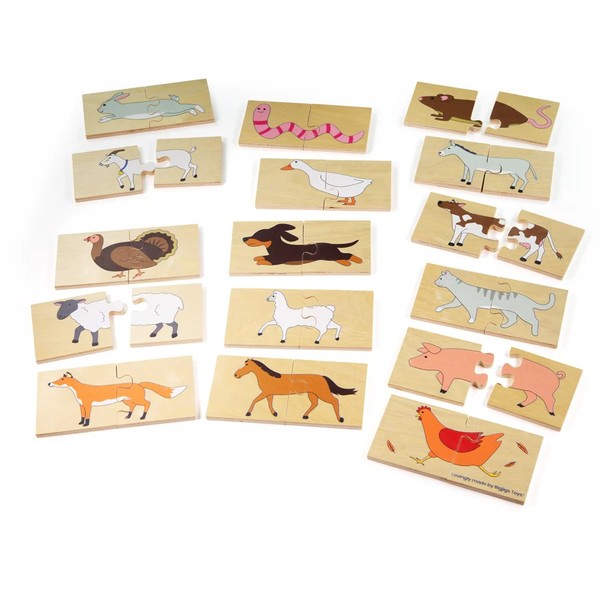 BigJigs Farm Heads and Tails Wooden Matching Game