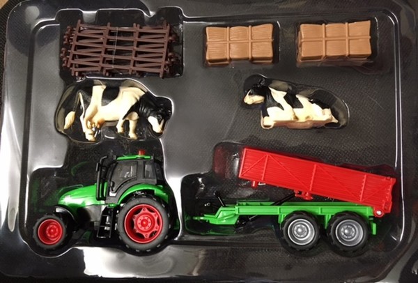 Kids Globe Farm Set, Tractor with Sounds, Trailer, Cows and Accessories